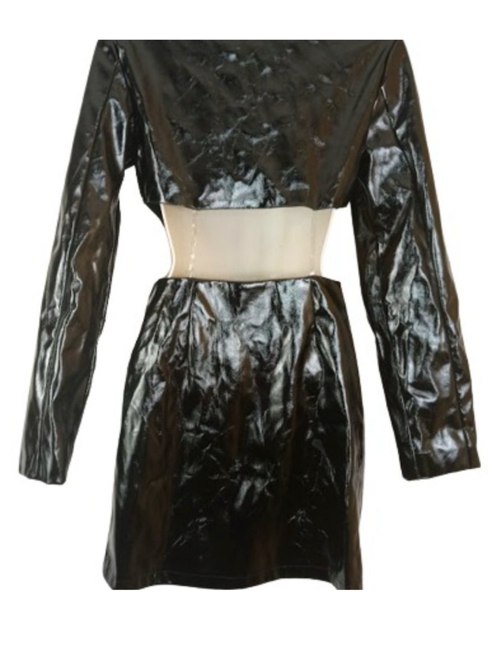 Black Patent Cutout Women's dress - Picture 2 of 4